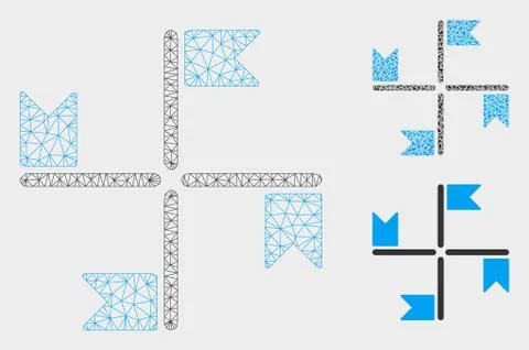 Flags Vector Mesh 2D Model and Triangle Mosaic Icon Illustrazione stock