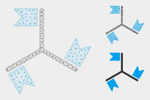 Flags Vector Mesh Network Model and Triangle Mosaic Icon Illustrazione stock