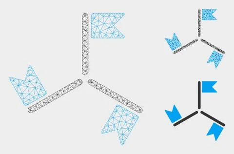 Flags Vector Mesh Wire Frame Model and Triangle Mosaic Icon Illustrazione stock