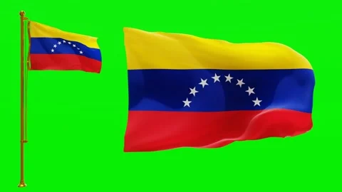 Flags of Venezuela with Green Screen Chroma Key High Quality 4K UHD 60FPS Stock Footage 143673459