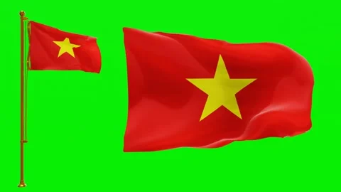 Flags of Vietnam with Green Screen Chroma Key High Quality 4K UHD 60FPS Video stock 143673487