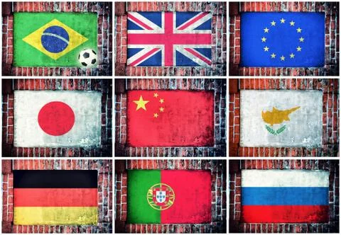 Flags in wall Stock Illustration