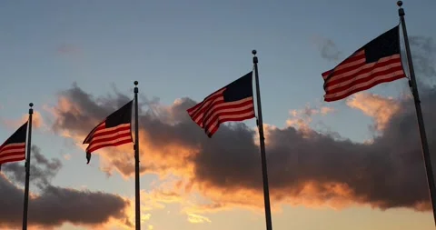 Flags at the Washington Monument Stock Footage 148106730