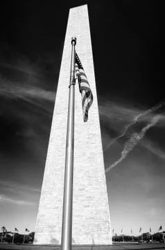 Flags at washington monument Stock Photos