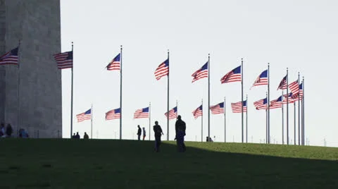 Flags at the Washington Monument, Washington DC Video stock 24615113