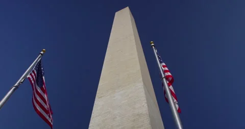 Flags Wave In Front Of The Washington Monument In DC Stock Footage 243389577