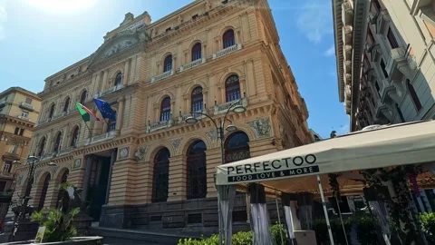 Flags Waving in Naples Cityscape Stock Footage 324781396