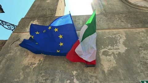 Flags Waving in Naples, Italy Stock Footage 309601290