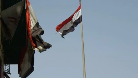 Flags Waving In Tahrir Square In Cairo, Egypt Stock Footage 158219627