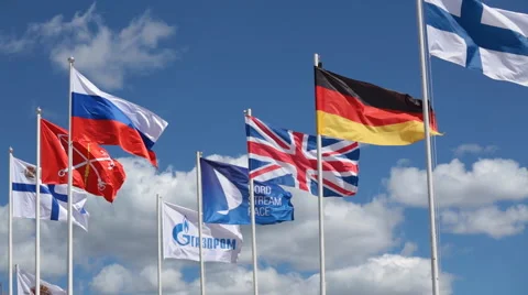 Flags waving on the wind 스톡 동영상 64417447