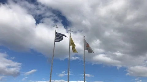 Flags Waving at the Wind Stock Footage 100677994