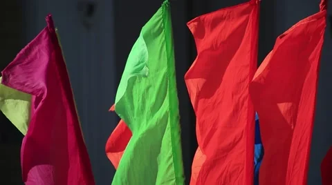 Flags waving in the wind. Spring. Sunny. Stock Footage 52964840
