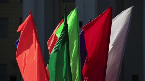 Flags waving in the wind. Sunny Stock Footage 52964799