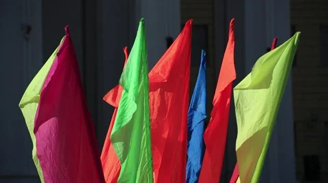 Flags waving in the wind. Sunny. Video stock 52964807