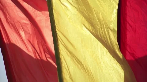 Flags waving in the wind. Sunny. Video stock 52964837