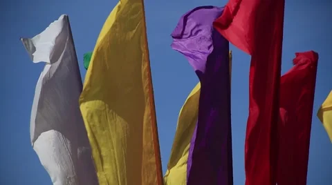 Flags waving in the wind. Sunny. Stock Footage 52964872