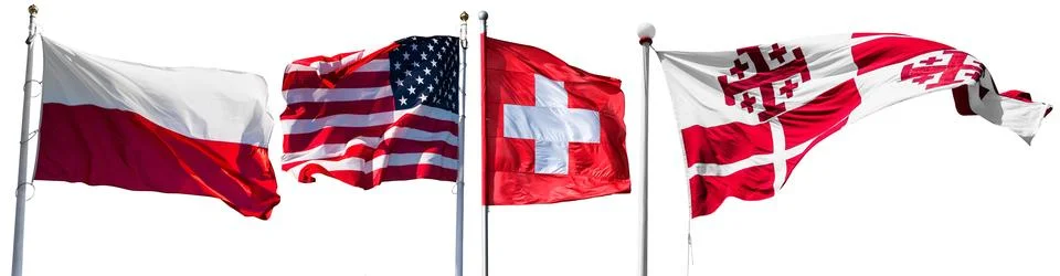 Flags on white Photos