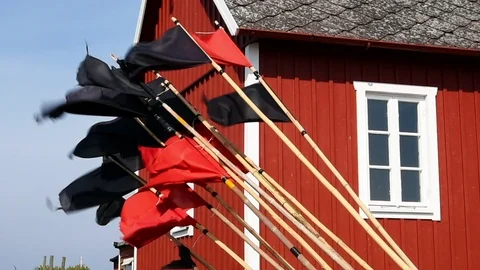 Flags in the wind Stock Footage 90245784