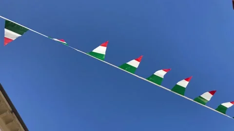 Flags in the wind Stockbeeldmateriaal 171313763