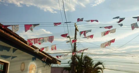 Flags in the wind Stockbeeldmateriaal 246886369