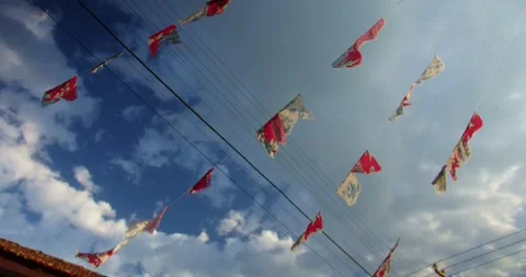 Flags in the wind Stock Footage 246886371