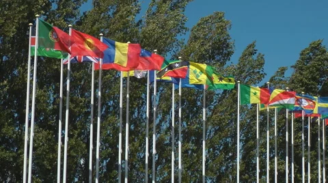 Flags in the wind slow motion Stock Footage 47318050