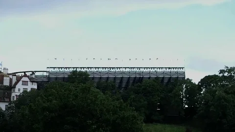 Flags in the wind on the stands, Edinburgh Stock Footage 83625503