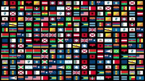 Flags of the World animation, Alpha Stock Footage 20486996