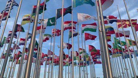 Flags of the world blowing in the wind Stock Footage 264165189