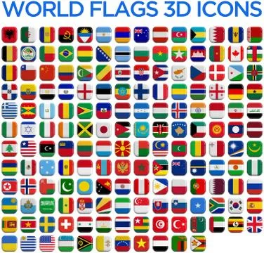 Flags of the world countries Stock Illustration