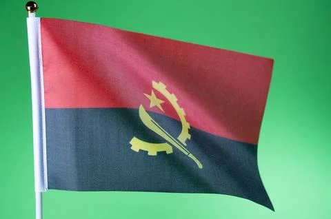 Flags of the world, flag of Angola on green screen Stock Photos