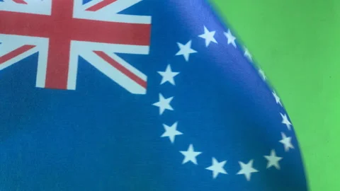Flags of the world, flag of Cook Island on green screen Stock Footage 327344928