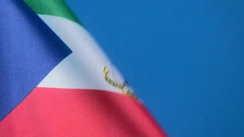 Flags of the world, flag of Equatorial Guinea  on blue screen Stock Footage 327336734
