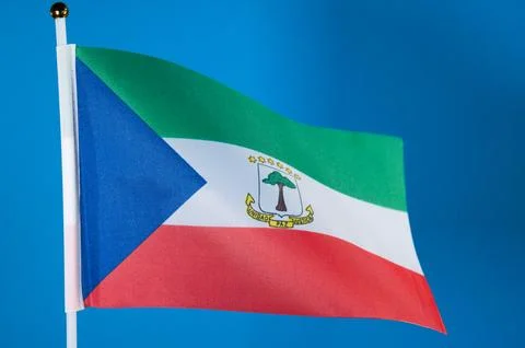 Flags of the world, flag of Equatorial Guinea  on blue screen Stock Photos