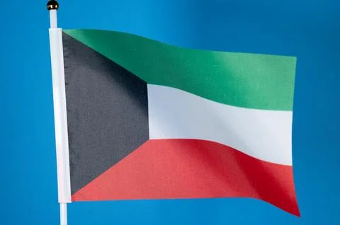 Flags of the world, flag of Kuwait on blue screen Stock Photos
