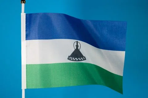 Flags of the world, flag of Lesotho on blue screen Stock Photos