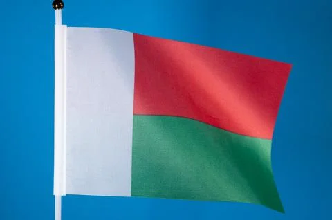 Flags of the world, flag of Madagascar on blue screen Stock Photos