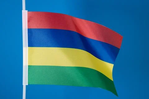 Flags of the world, flag of Mauritius on blue screen Stock Photos
