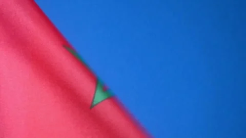 Flags of the world, flag of Morocco on blue screen Stock Footage 327342056