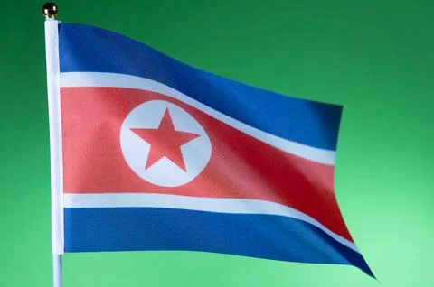 Flags of the world, flag of North Korea on green screen Stock Photos