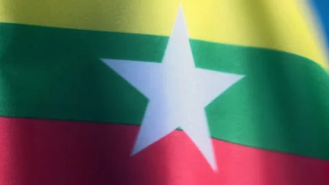 Flags of the world, flag of Republic of the Union of Myanmar on blue screen Stock Footage 327340290