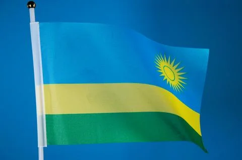 Flags of the world, flag of Rwanda  on blue screen Stock Photos