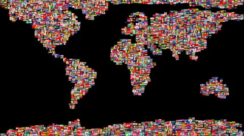 Flags of the World forming Earth map Stock After Effects