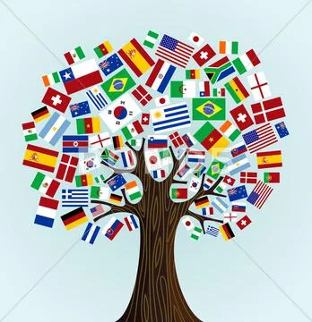 Flags of the world tree Stock Illustration