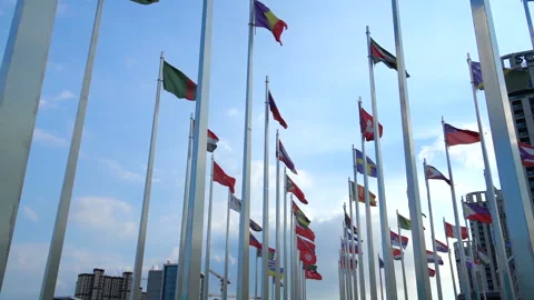 Flags of the world,slow motion 库存影片 99847448