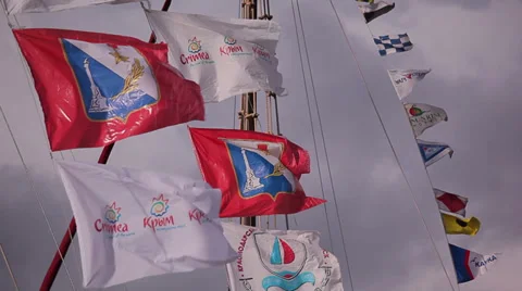 Flags on a yacht 2 Stock-Footage 38537234