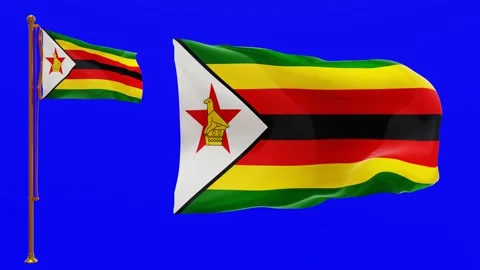 Flags of Zimbabwe with Green Screen Chroma Key High Quality 4K UHD 60FPS Video stock 143776655
