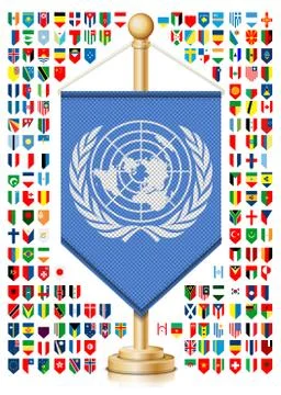 Flagstaff with world flags Stock Illustration