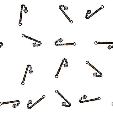 Flail medieval weapon vector seamless pattern Stock Illustration