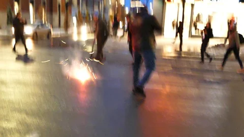 Flair during protest Stock Footage 105347347
